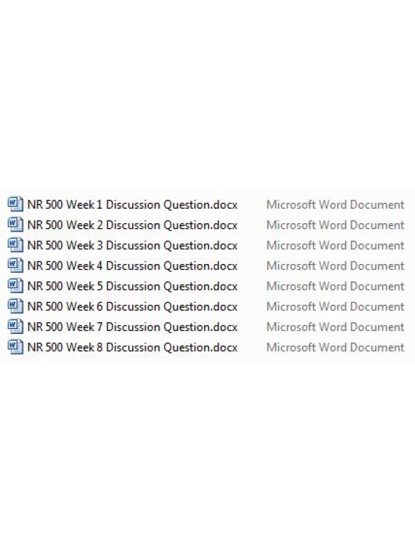 NR 500 Discussion Questions Week 1 - 8: